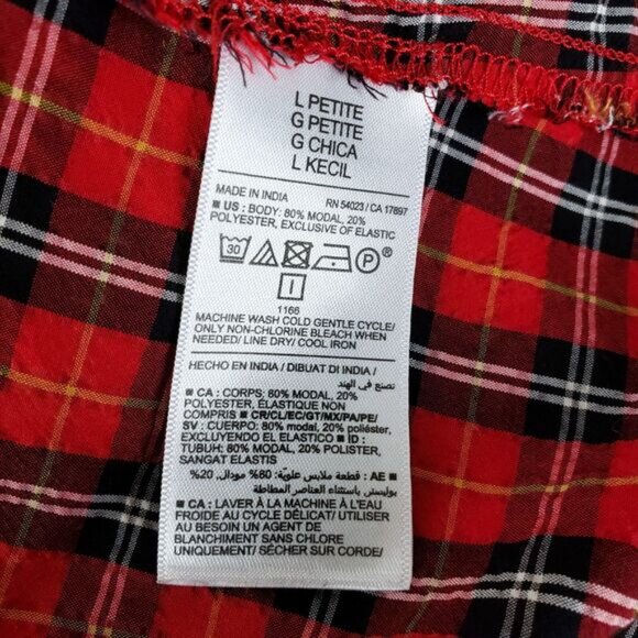 Old Navy Tartan Plaid Smocked Dress Womens Petite L Holiday Grunge Rustic - Picture 7 of 8